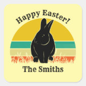 ハッピーイースターヴィンテージサンセットバニーシルエット スクエアシール (正面)