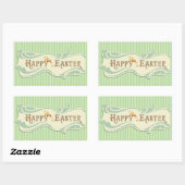 ハッピーイースターヴィンテージセージ緑のシール 長方形シール (シート)