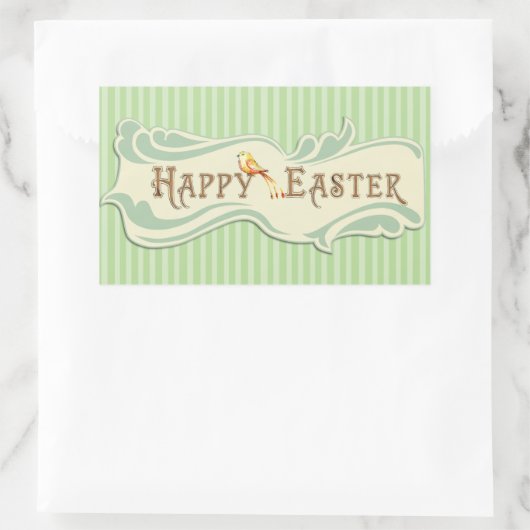 ハッピーイースターヴィンテージセージ緑のシール 長方形シール (バッグ)