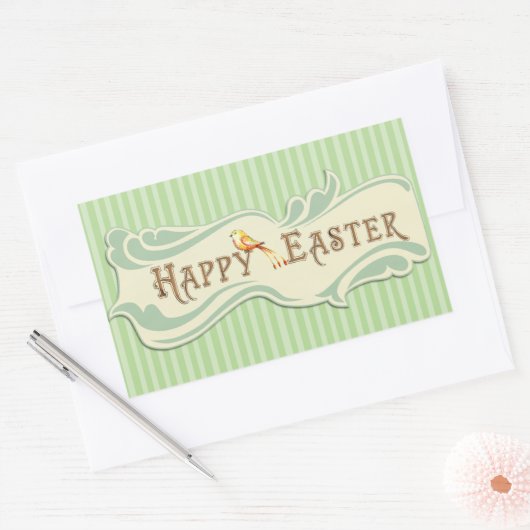 ハッピーイースターヴィンテージセージ緑のシール 長方形シール (封筒)