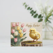 ハッピーイースターヴィンテージチキン(チューリップ付) シーズンポストカード (スタンド正面)