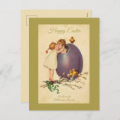 ハッピーイースターヴィンテージチクスエッグボーイガールカスタム シーズンポストカード (正面/裏面)