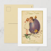 ハッピーイースターヴィンテージチクスエッグボーイガール シーズンポストカード (正面/裏面)