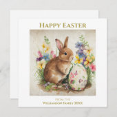 ハッピーイースターヴィンテージバニーラバパーソナライズされたス シーズンカード (正面/裏面)