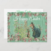 ハッピーイースターヴィンテージバニーラビットポストカード シーズンポストカード (正面/裏面)