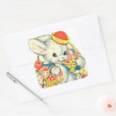 ハッピーイースターヴィンテージバニー懐かしいステッカー スクエアシール (封筒)