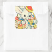 ハッピーイースターヴィンテージバニー懐かしいステッカー スクエアシール (バッグ)