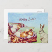 ハッピーイースターヴィンテージバニー&チキン シーズンポストカード (正面/裏面)