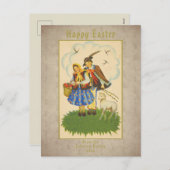 ハッピーイースターヴィンテージラムカスタム文字 シーズンポストカード (正面/裏面)