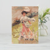 ハッピーイースターヴィンテージ踊りラビットガールwバスケット シーズンカード (スタンド正面)