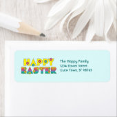 ハッピーイースター付き花タイポグラフィ ラベル (インサイチュ)