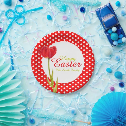 ハッピーイースター休日レッドパーティー紙プレート ペーパープレート (パーティー)