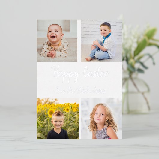 ハッピーイースター写真コラージュ 箔シーズンカード (立ち正面)
