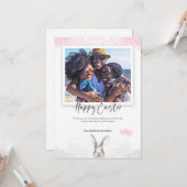 ハッピーイースター写真水色 カード (正面/裏面インサイチュ)