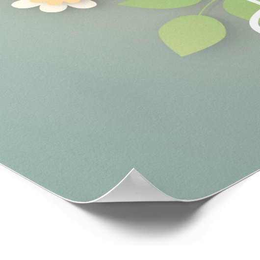 ハッピーイースター卵と春の花赤ちゃん青 ポスター (角)