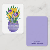 ハッピーイースター卵と紫色の黄色いクロッカスの花 ノートカード (正面/裏面)