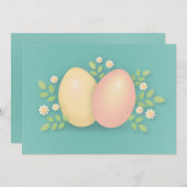 ハッピーイースター卵と花ソフトピンク黄色 シーズンカード (正面/裏面)