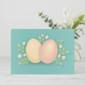 ハッピーイースター卵と花ソフトピンク黄色 シーズンカード (スタンド正面)
