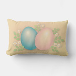 ハッピーイースター卵と花パステルイエロー ランバークッション