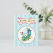 ハッピーイースター卵と蝶オンブルーストライプズ シーズンポストカード (スタンド正面)