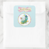 ハッピーイースター卵と蝶オンブルーストライプズ スクエアシール (バッグ)