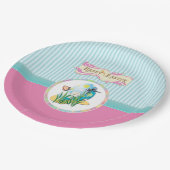 ハッピーイースター卵と蝶オンブルーストライプズ ペーパープレート (アングル)