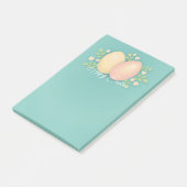 ハッピーイースター卵のソフトブルーフローラデザイン ポストイット (アングル)