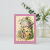 ハッピーイースター卵の雛を使ったジャグリングカエル シーズンポストカード (スタンド正面)