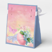 ハッピーイースター卵モノグラム水彩青カスタム色 フェイバーボックス (裏面サイド)