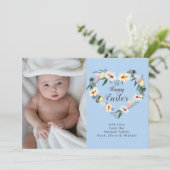 ハッピーイースター卵リース | 家族の写真 シーズンカード (スタンド正面)