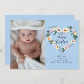 ハッピーイースター卵リース | 家族の写真 シーズンカード (正面/裏面)