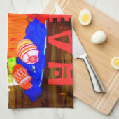 ハッピーイースター卵春用センターピース キッチンタオル (四つ折り)