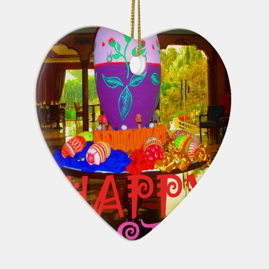 ハッピーイースター卵春用センターピース セラミックオーナメント (右)