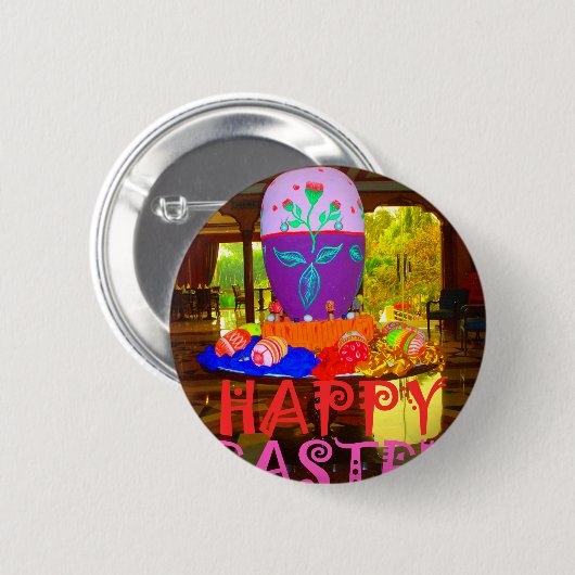 ハッピーイースター卵春用センターピース 缶バッジ (正面&裏面)
