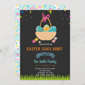 ハッピーイースター卵狩りカード 招待状 (正面/裏面)