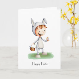 ハッピーイースター卵狩りバニーの衣装を着た少年 カード