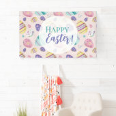 ハッピーイースター卵狩りパステルカラフルテル 横断幕 (インサイチュ)
