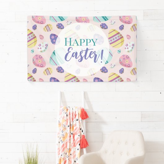 ハッピーイースター卵狩りパステルカラフルテル 横断幕 (インサイチュ)