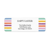 ハッピーイースター卵狩りモダンカラフルストライプの ラベル (正面)