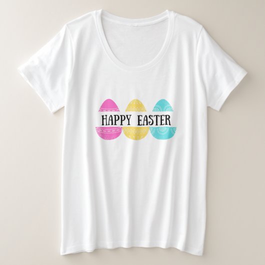 ハッピーイースター卵 プラスサイズTシャツ (デザイン正面)