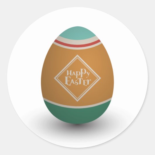 ハッピーイースター卵 ラウンドシール (正面)