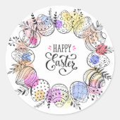 ハッピーイースター卵 ラウンドシール (正面)