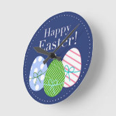 ハッピーイースター卵 ラウンド壁時計 (傾斜)