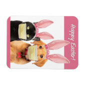 ハッピーイースター可愛い猫と犬を飼った顔マスク マグネット (横)