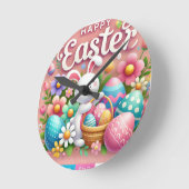 ハッピーイースター壁時計 ラウンド壁時計 (傾斜)