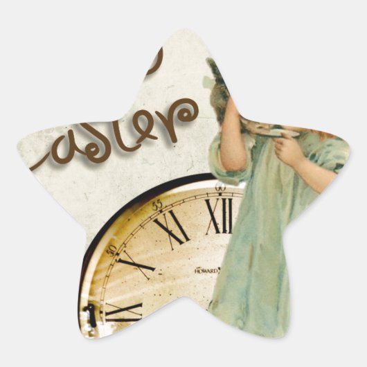 ハッピーイースター女 星シール (正面)