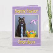 ハッピーイースター孫かわいい猫ネクタイ シーズンカード (正面)
