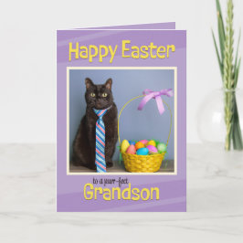 ハッピーイースター孫かわいい猫ネクタイ シーズンカード