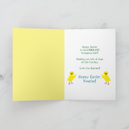 ハッピーイースター孫イエローシック復活祭バスケット シーズンカード (内部)