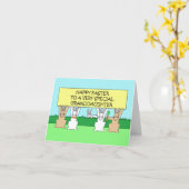 ハッピーイースター孫娘キュートバンニー カード (黄色い花)